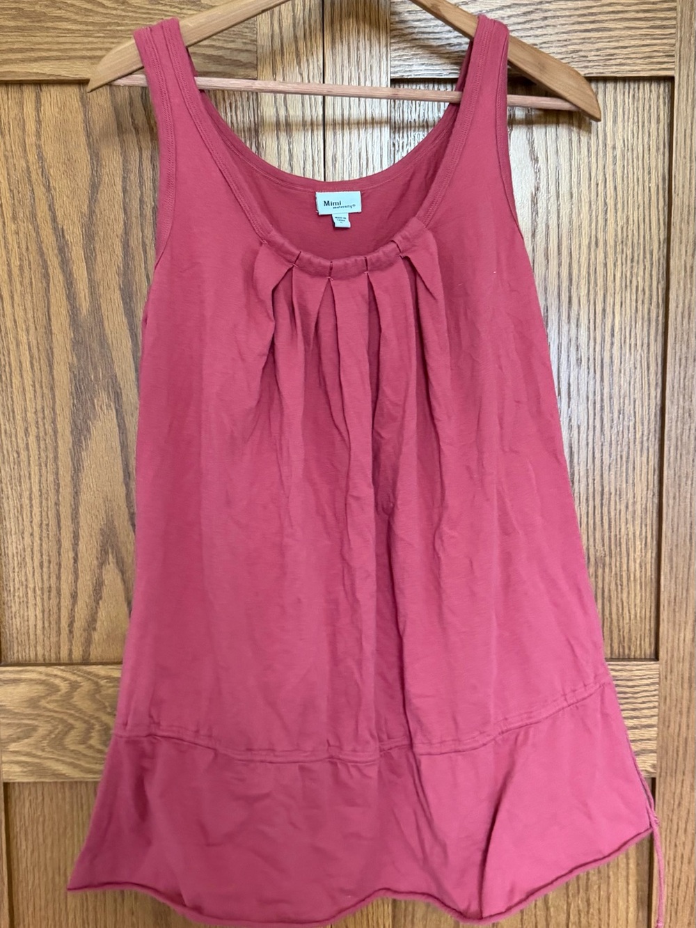Mimi Maternity Rose Pink Pleated Scoop Maternity Tank
